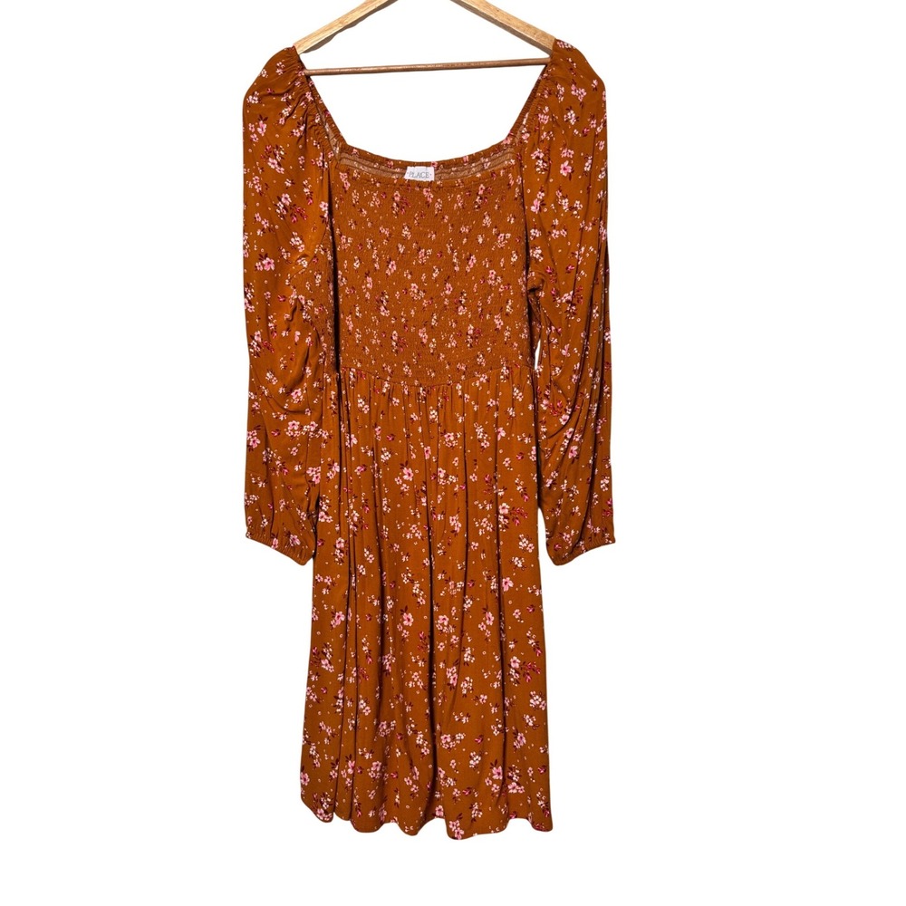 The Childrens‎ Place Honey Comb Orange Floral Smocked Dress XL/TG NWT 3041051
